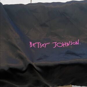 Betsey Johnson Black Dust Bag with Hot Pink Script Logo